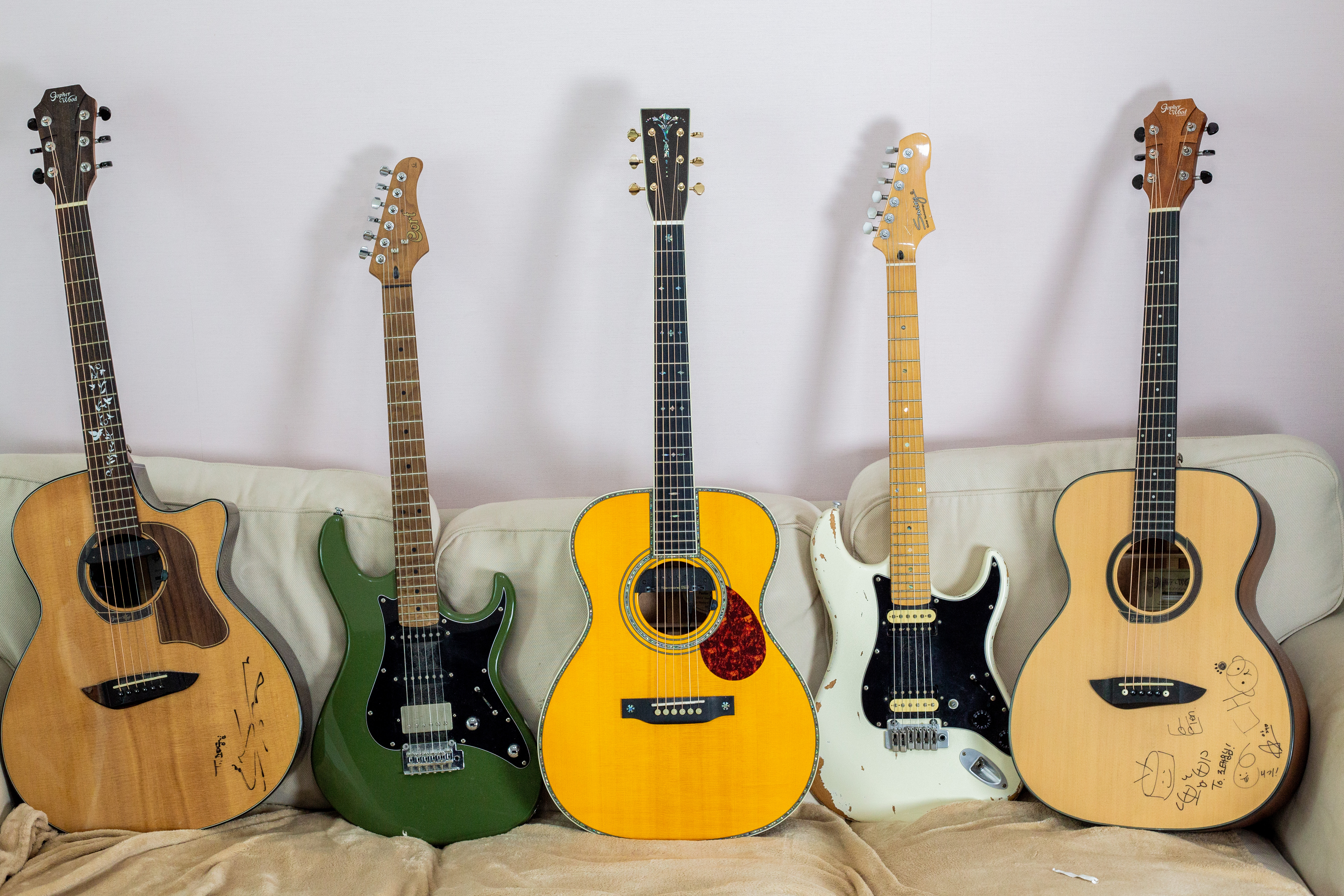Guitar collection group photo